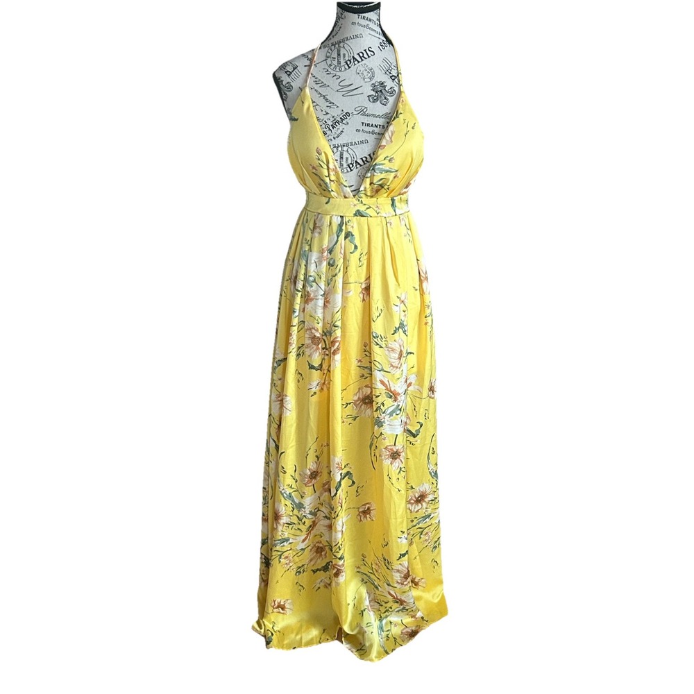 Miss Ord Yellow Halter Maxi Dress